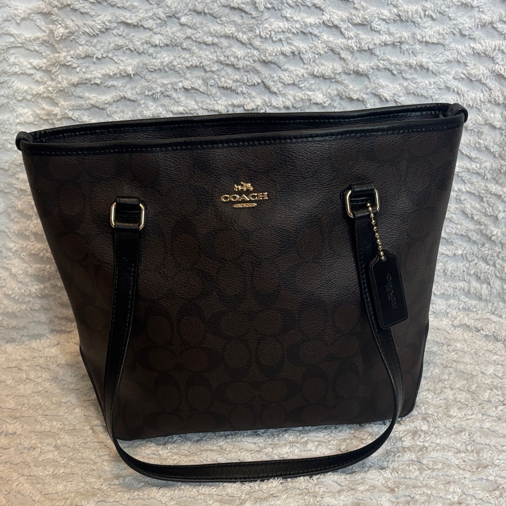 Coach Dark Brown Signature Tote